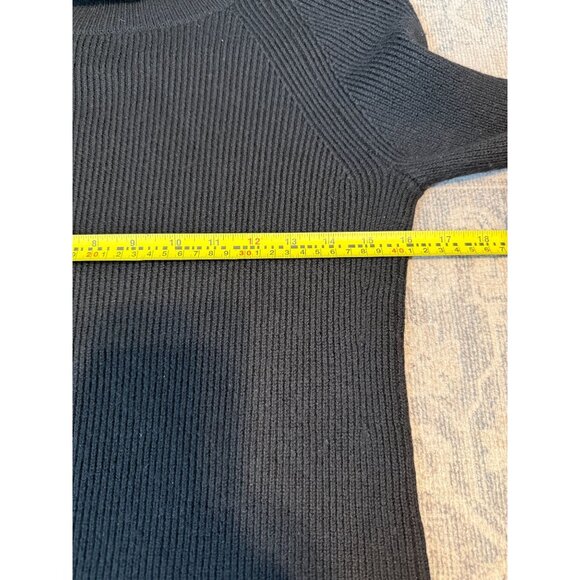 Theory Women's Wool Turtleneck Ribbed Long Sleeve Sweater Black Large Preppy - Picture 7 of 8